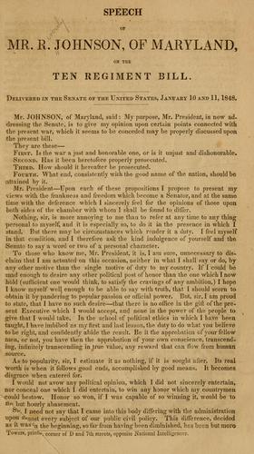 Speech of Mr. R. Johnson, of Maryland, on the ten regiment bill