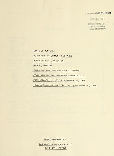State of Montana, Department of Community Affairs, Human Resources Division, Helena, Montana