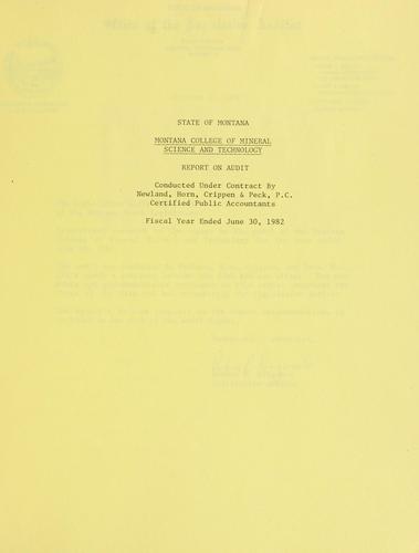 State of Montana, Montana College of Mineral Science and Technology report on audit