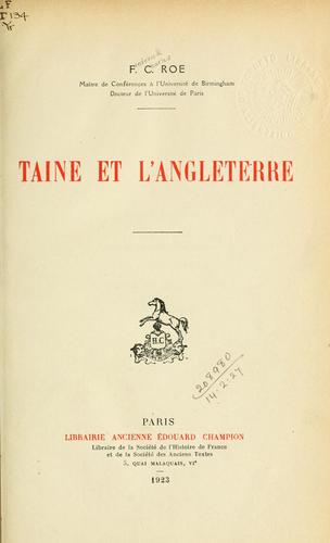 Taine et l'Angleterre