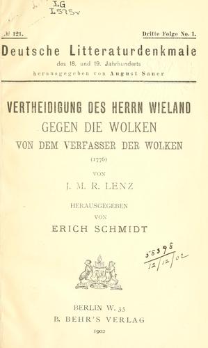 Vertheidigung des Herrn Wieland gegen die Wolken von dem Verfasser der Wolken (1776)