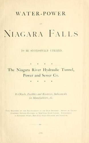 Water-power at Niagara Falls to be successfully utilized