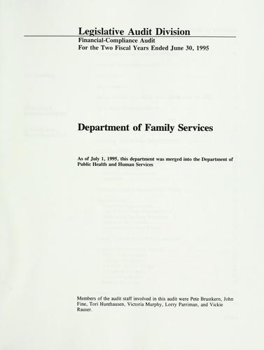 Department of Family Services financial-compliance audit for the two fiscal years ended June 30, 1995