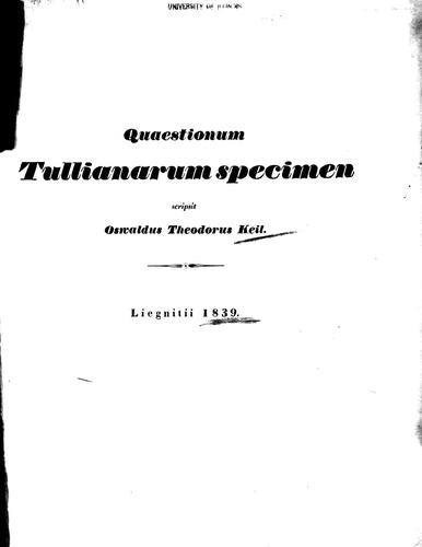 Quaestionum Tullianarum specimen
