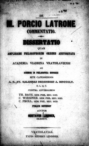 De M. Porcio Latrone