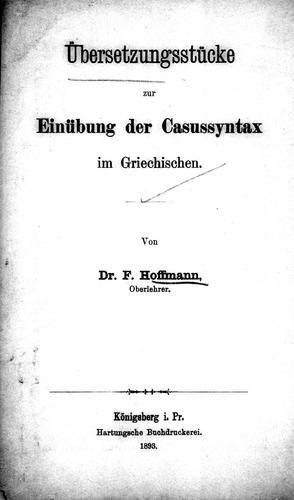 Übersetzungsstücke zur Einübung der Casussyntax im griechischen