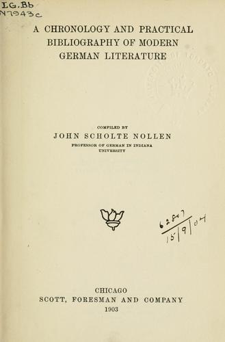 A chronology and practical bibliography of modern German literature
