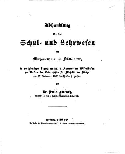 Abhandlung über das schul- und lehrwesen der Muhamedaner im mittelalter