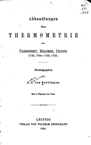 Abhandlungen über thermometrie
