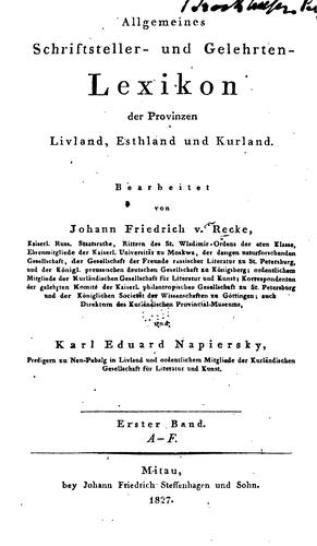Allgemeines schriftsteller- und gelehrten-lexikon der provinzen Livland