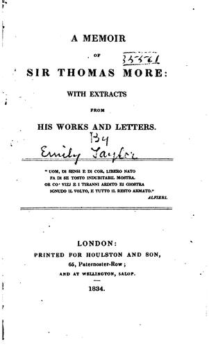 A memoir of Sir Thomas More