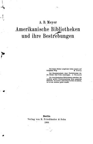 Amerikanische bibliotheken und ihre bestrebungen