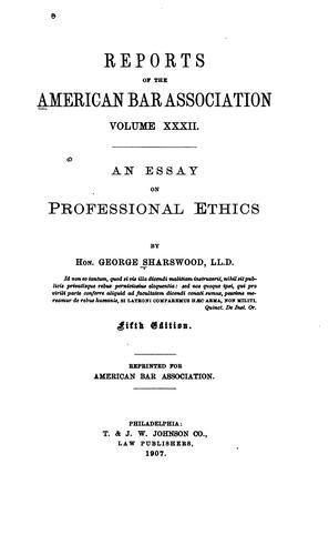 An essay on professional ethics