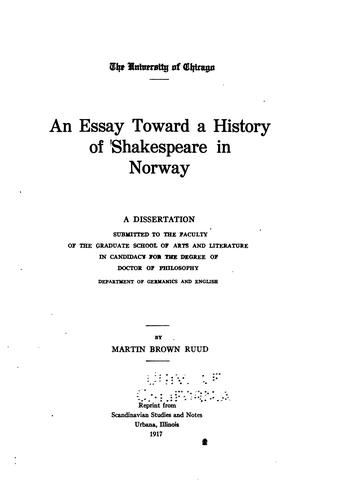 An essay toward a history of Shakespeare in Norway ..