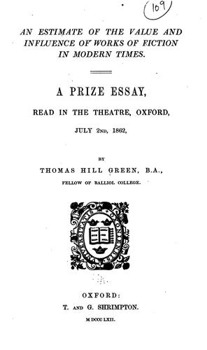 An estimate of the value and influence of works of fiction in modern times