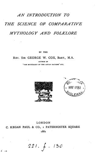 An introduction to the science of comparative mythology and folklore