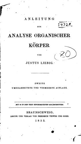 Anleitung zur analyse organischer körper
