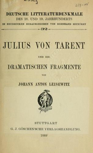 Julius von Tarent und die dramatischen Fragmente