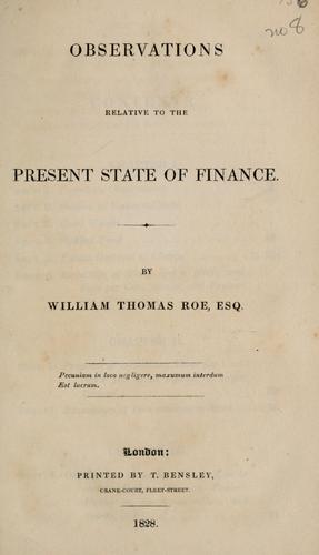 Observations relative to the present state of finance