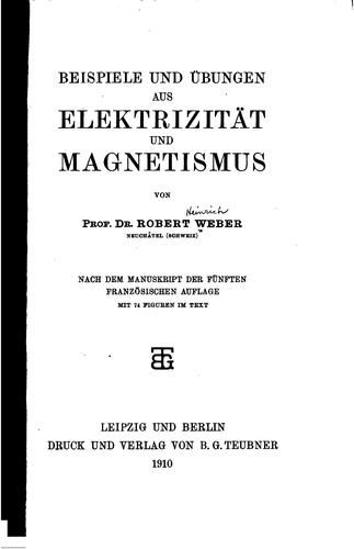 Beispiele und Übungen aus Elektrizität und Magnetismus