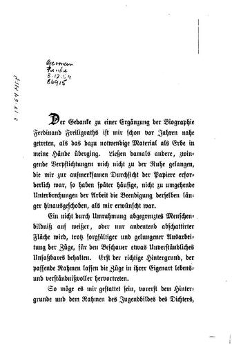 Beiträge zur Biographie Ferdinand Freiligraths
