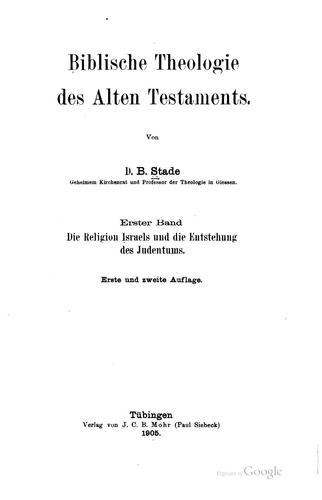 Biblische theologie des Alten Testaments