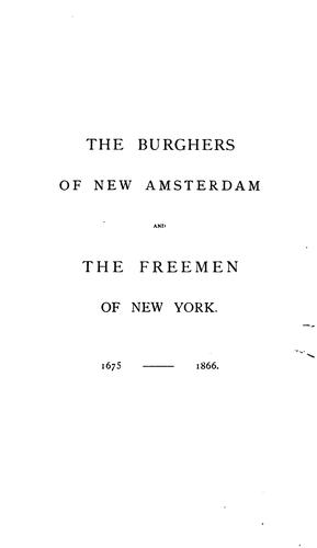 The burghers of New Amsterdam and the freemen of New York