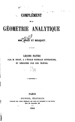 Complément de la Géométrie analytique