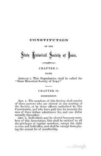 Constitution of the State historical society of Iowa