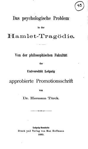 Das psychologische problem in der Hamlet-tragödie ..