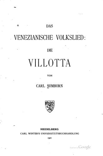 Das venezianische volkslied