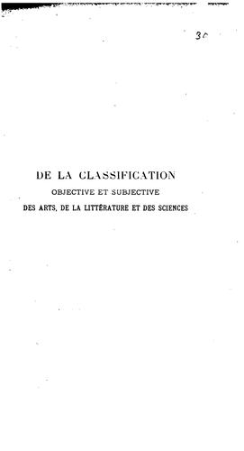 De la classification objective et subjective des arts