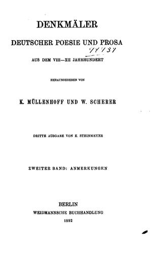 Denkmäler deutscher poesie und prosa aus dem VIII.-XII. jahrhundert
