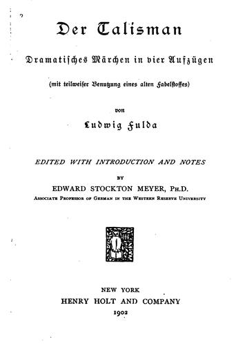 Der talisman; dramatisches märchen in vier aufzügen