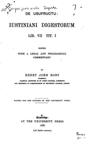 De usufructu: Iustiniani Digestorum lib