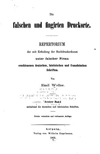Die falschen und fingirten druckorte