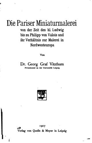 Die Pariser miniaturmalerei von der zeit des hl