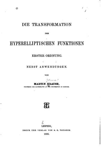 Die transformation der hyperelliptischen funktionen, erster ordnung