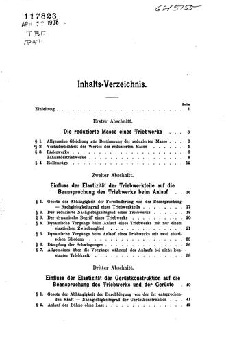 Dynamische vorgänge beim anlauf von maschinen