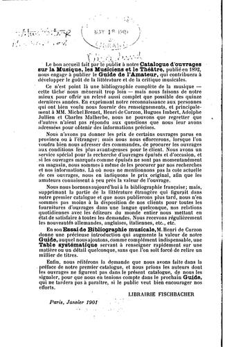 Essai de classement d'une bibliographie générale de la musique
