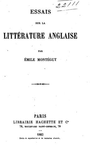 Essais sur la littérature anglaise