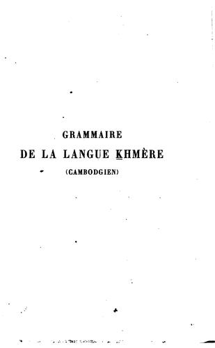 Grammaire de la langue khmère (cambodgien)