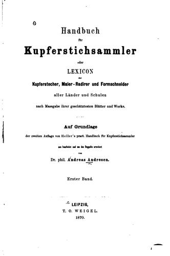 Handbuch für kupferstichsammler