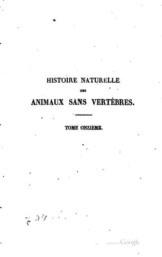Histoire naturelle des animaux sans vertèbres ..