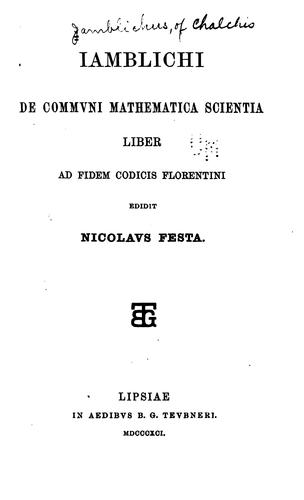 De commvni mathematica scientia liber