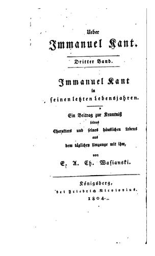 Immanuel Kant in seinen letzten lebensjahren