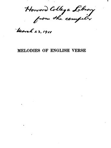 Melodies of English verse