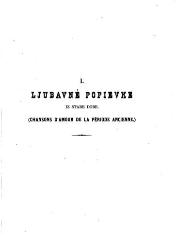 Južno-slovjenske narodne popievke (Chansons nationales des Slaves du sud.)