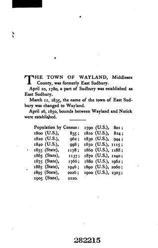 Vital records of Wayland, Massachusetts, to the year 1850