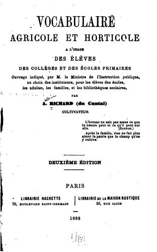 Vocabulaire agricole et horticole à l'usage des élèves des collèges et des écoles primaires ..
